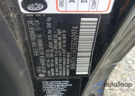 2005 BMW 645 Ci Automatic из США, поврежденный, VIN WBAEK73435B260974